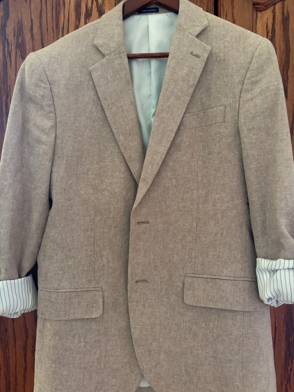 Stafford Light Tan Linen-Blend Sport Coat Blazer